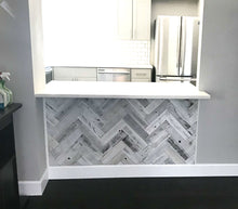 Vinta Wood™ Herringbone White Planks Permanent Peel and Stick 3"