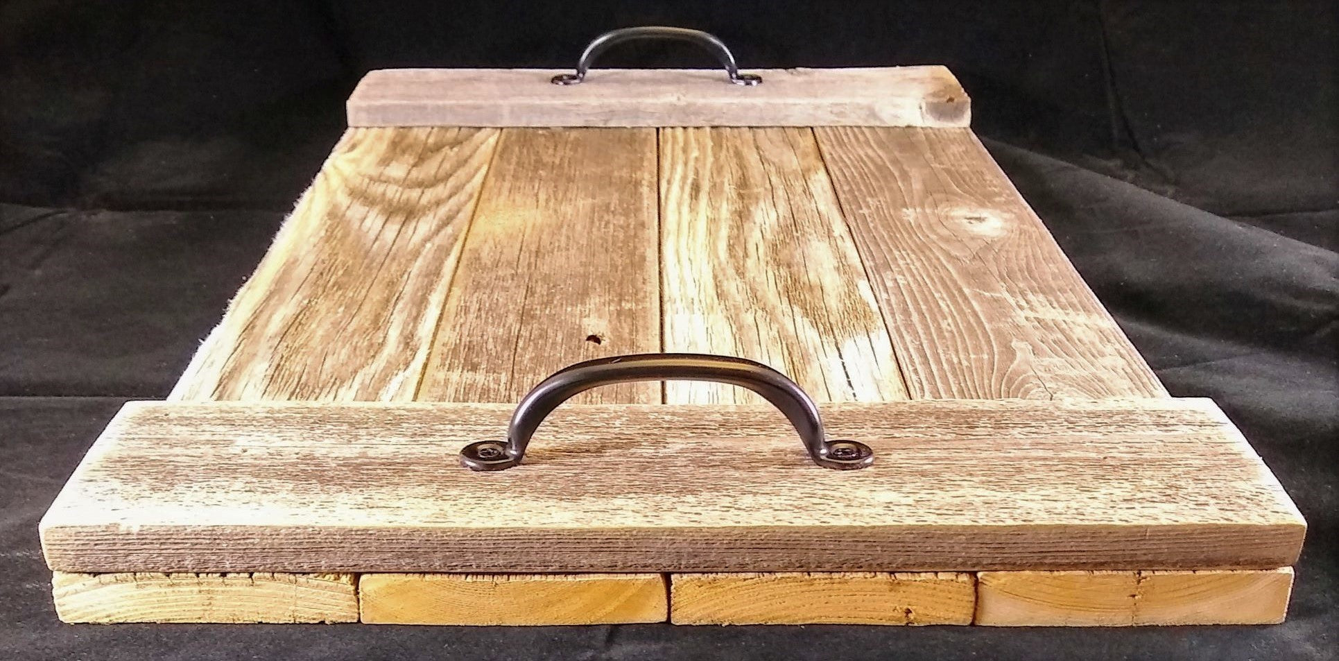 Rustic Serving Tray with Metal Handles and Reclaimed Wood – Vinta Wood