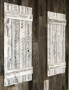 Shutters | Whitewashed Recycled Wood | 36 in | Rustic Decor