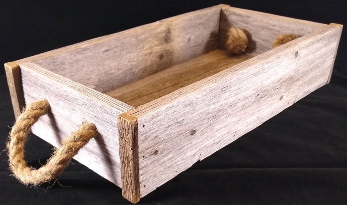 Tray - Rustic Wood Tray Made with Reclaimed Wood and Rope Handles